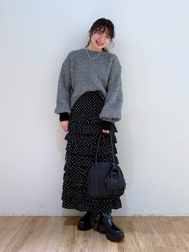 「アイテム（バレッタ/ヘアクリップ）」を使った、and.youさん（レディース・157cm）の冬コーディネート