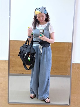 「LOWRYS FARM（ローリーズファーム）のＢＡＳＩＣシアータンク 1042099（タンクトップ、ブルー系）」を使った、and.youさん（レディース）の夏コーディネート
