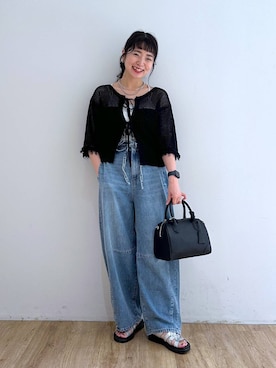 「LOWRYS FARM（ローリーズファーム）のスタイルＵＰクロスカップキャミ　100757（Tシャツ/カットソー）」を使った、and.youさん（レディース・157cm）の夏コーディネート
