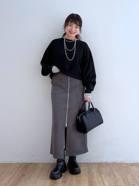 「LOWRYS FARM（ローリーズファーム）のソフトウラケプルオーバー  579079（スウェット）」を使った、and.youさん（レディース・157cm）の秋コーディネート