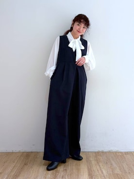 「アイテム（つなぎ/オールインワン）」を使った、and.youさん（レディース・157cm）の冬コーディネート