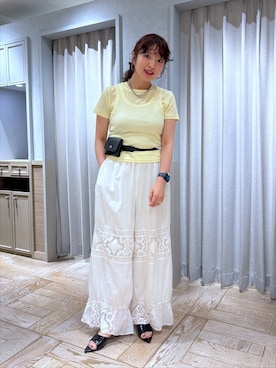 「LOWRYS FARM（ローリーズファーム）の２ＰタンクレイヤードＳＳ 1048915（Tシャツ/カットソー、イエロー系）」を使った、and.youさん（レディース）の夏コーディネート