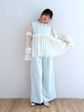 「LOWRYS FARM（ローリーズファーム）のパールタレンネックレス　249411（ネックレス）」を使った、and.youさん（レディース・157cm）の夏コーディネート