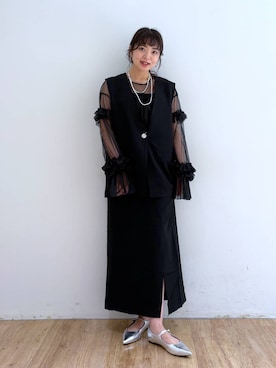 「LOWRYS FARM（ローリーズファーム）のパールタレンネックレス　249411（ネックレス）」を使った、and.youさん（レディース・157cm）の夏コーディネート