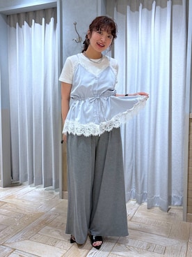 「LOWRYS FARM（ローリーズファーム）の２ＰタンクレイヤードＳＳ 1048915（Tシャツ/カットソー、ホワイト系）」を使った、and.youさん（レディース）の夏コーディネート