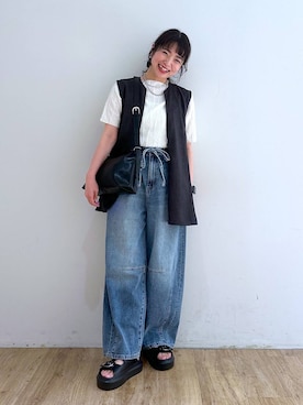 「LOWRYS FARM（ローリーズファーム）のアイテム（その他アウター）」を使った、and.youさん（レディース・157cm）の夏コーディネート