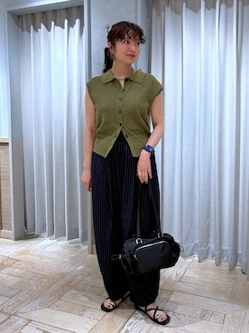 「LOWRYS FARM（ローリーズファーム）のメランジポロフレンチスリーブ　1045953（ベスト、グリーン系）」を使った、and.youさん（レディース）の夏コーディネート