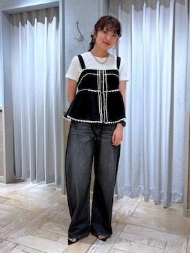 「LOWRYS FARM（ローリーズファーム）の２ＰタンクレイヤードＳＳ 1048915（Tシャツ/カットソー、ホワイト系）」を使った、and.youさん（レディース）の夏コーディネート
