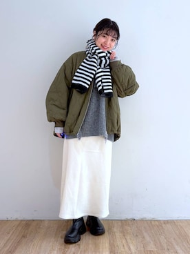 「アイテム（ストール/ショール）」を使った、and.youさん（レディース・157cm）の冬コーディネート