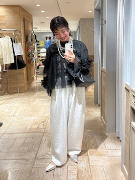 「LOWRYS FARM（ローリーズファーム）のパールタレンネックレス　249411（ネックレス）」を使った、and.youさん（レディース・157cm）の秋コーディネート