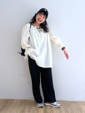 「ラフ」｜「アイテム（キャップ）」を使った、and.youさん（レディース・157cm）の春コーディネート