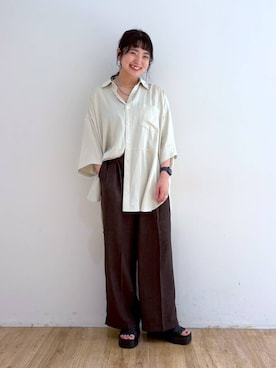 「アイテム（バレッタ/ヘアクリップ、シルバー系）」を使った、and.youさん（レディース・157cm）の夏コーディネート