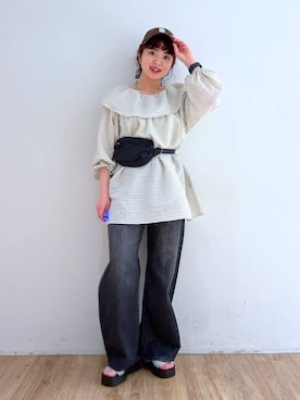 「LOWRYS FARM（ローリーズファーム）のアイテム（帽子）」を使った、and.youさん（レディース・157cm）の春コーディネート