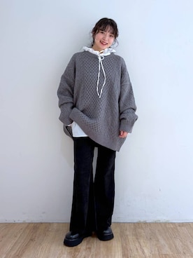 「アイテム（バレッタ/ヘアクリップ）」を使った、and.youさん（レディース・157cm）の冬コーディネート