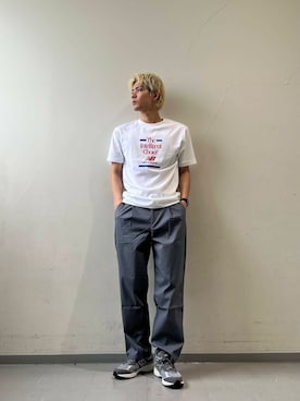 「NEW BALANCE（ニューバランス）のアイテム」を使った、岩波　奏人さん（メンズ・183cm）の春コーディネート
