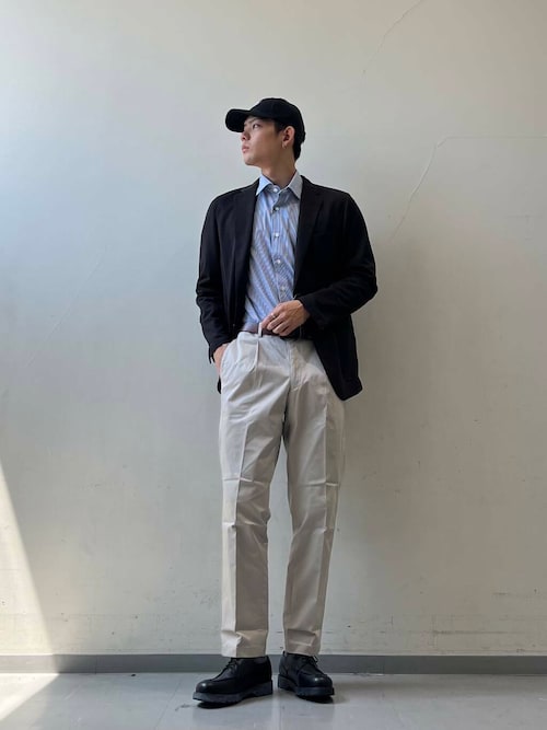 『イージーケア』LIFE STYLE TAILOR　セミワイド細ストライプシャツ