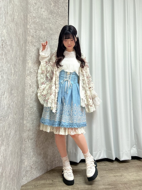 myu：loret（ミュウロレット） スカート コルセット風刺繍スカート