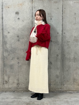 「赤アイテム」｜「アイテム（シューズ）」を使った、hmey2698さん（レディース・155cm）の冬コーディネート