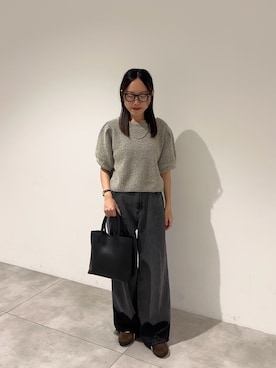 「SENSE OF PLACE by URBAN RESEARCH（センスオブプレイスバイアーバンリサーチ）の2WAYウエストレースヘムデニム（デニムパンツ、グレー系）」を使った、hmey2698さん（レディース・155cm）の秋コーディネート