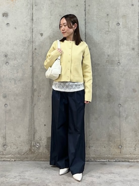 「SENSE OF PLACE by URBAN RESEARCH（センスオブプレイスバイアーバンリサーチ）の『洗濯可』コンパクトニットボタンカーディガン（ニット/セーター、ベージュ系）」を使った、hmey2698さん（レディース・155cm）の春コーディネート