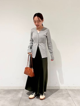 「SENSE OF PLACE by URBAN RESEARCH（センスオブプレイスバイアーバンリサーチ）のパッチワークVネックカーディガン（カーディガン/ボレロ）」を使った、hmey2698さん（レディース・155cm）の秋コーディネート