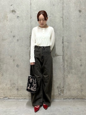 「アイテム（デニムパンツ）」を使った、hmey2698さん（レディース・155cm）の秋コーディネート