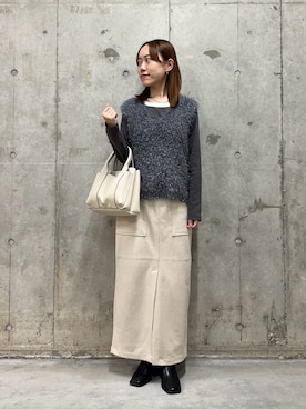 「アイテム（スカート、パープル系）」を使った、hmey2698さん（レディース・155cm）の秋コーディネート