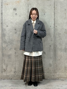 「アイテム（テーラードジャケット）」を使った、hmey2698さん（レディース・155cm）の冬コーディネート