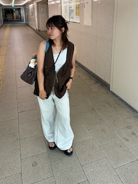 「アイテム（ベスト）」を使った、miyuさん（レディース・153cm・20代）の夏コーディネート