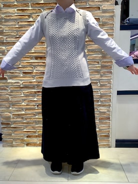 「アイテム（ビジネスシャツ）」を使った、BRICK HOUSE シャツ工房 松山フジグラン店さん（レディース・150cm）の冬コーディネート