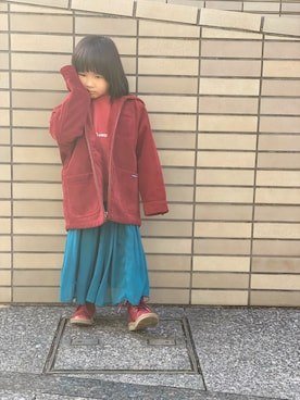 「coca（coca）（コカ）のアイテム（スウェット）」を使った、Rin&Rayさん（キッズ・100cm）の冬コーディネート