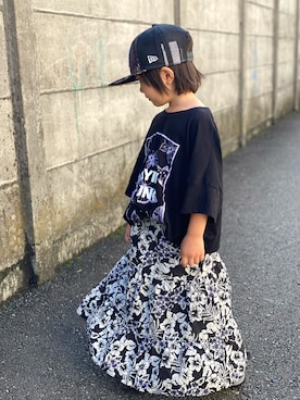 「H&M（エイチ・アンド・エム）のアイテム（スカート）」を使った、Rin&Rayさん（キッズ・100cm）の夏コーディネート