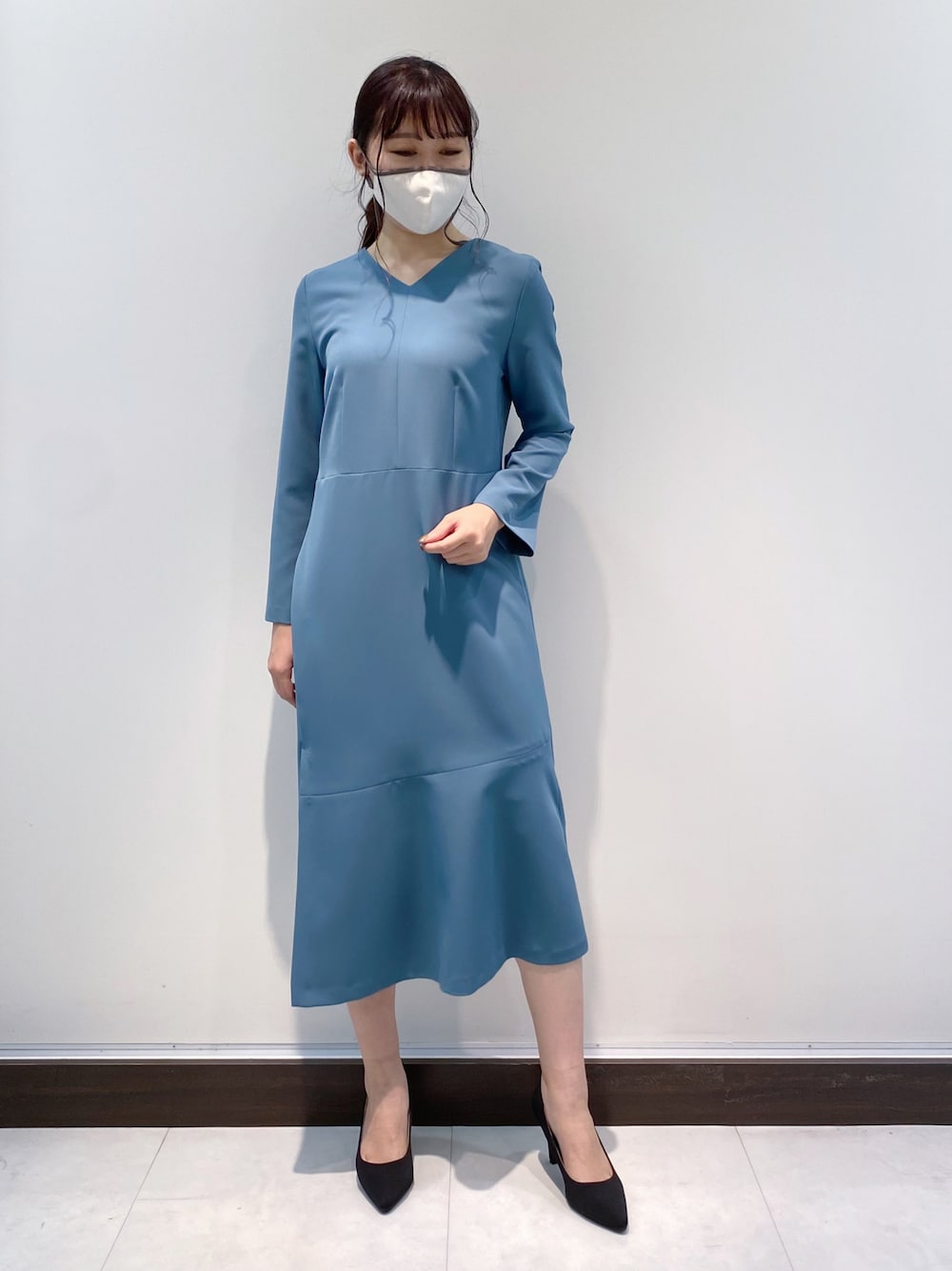 美品 洗濯可19号 5L【INDIVI ラップペプラム風ワンピース】 美品 洗濯可19号 5L【INDIVI ラップペプラム風ワンピース