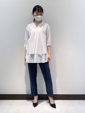 「アイテム（スーツパンツ、グリーン系）」を使った、rinaさん（レディース・159cm）の夏コーディネート