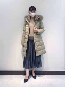 「春カラー」｜「アイテム（ダウンジャケット/コート）」を使った、rinaさん（レディース・159cm）の冬コーディネート