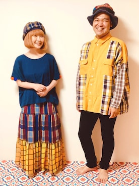 「チャイハネ（チャイハネ）のアイテム（ハンチング/ベレー帽）」を使った、大野と大野さん（メンズ・170cm）の夏コーディネート