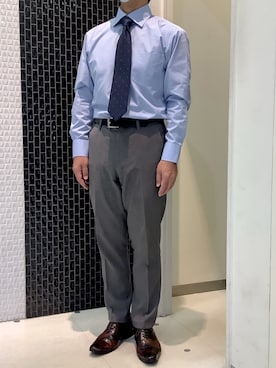 「アイテム（ビジネスシャツ）」を使った、BRICK HOUSE by Tokyo Shirts 八尾アリオ店さん（メンズ・165cm）の秋コーディネート