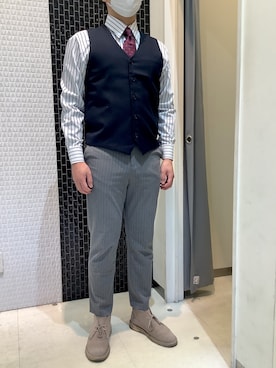 「アイテム（ビジネスシャツ）」を使った、BRICK HOUSE by Tokyo Shirts 八尾アリオ店さん（メンズ・165cm）の冬コーディネート