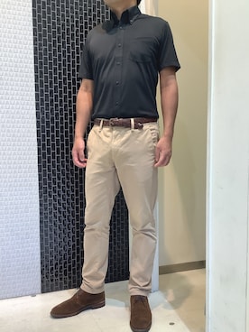 「黒シャツ」｜BRICK HOUSE by Tokyo Shirts 八尾アリオ店さん（メンズ・176cm）の夏コーディネート