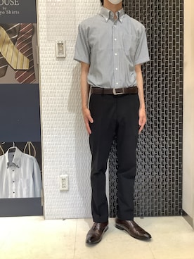 「アイテム（ビジネスシャツ）」を使った、BRICK HOUSE by Tokyo Shirts 八尾アリオ店さん（メンズ・172cm）の夏コーディネート