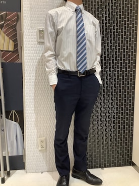 「アイテム（ビジネスシャツ）」を使った、BRICK HOUSE by Tokyo Shirts 八尾アリオ店さん（メンズ・172cm）の春コーディネート