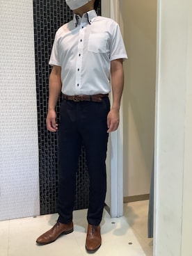 「アイテム（ビジネスシャツ）」を使った、BRICK HOUSE by Tokyo Shirts 八尾アリオ店さん（メンズ・176cm）の春コーディネート