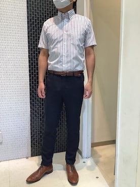 「アイテム（ビジネスシャツ）」を使った、BRICK HOUSE by Tokyo Shirts 八尾アリオ店さん（メンズ・176cm）の春コーディネート