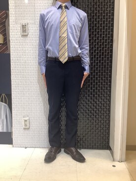 「アイテム（ビジネスシャツ）」を使った、BRICK HOUSE by Tokyo Shirts 八尾アリオ店さん（メンズ・172cm）の冬コーディネート