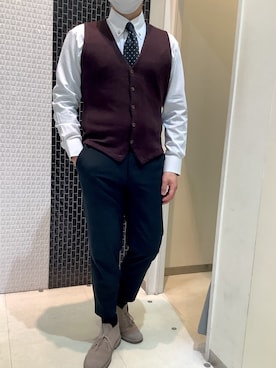 「アイテム（ベスト）」を使った、BRICK HOUSE by Tokyo Shirts 八尾アリオ店さん（メンズ・170cm）の冬コーディネート