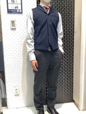「アイテム（ビジネスシャツ）」を使った、BRICK HOUSE by Tokyo Shirts 八尾アリオ店さん（メンズ・172cm）の冬コーディネート