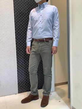 「アイテム（ビジネスシャツ）」を使った、BRICK HOUSE by Tokyo Shirts 八尾アリオ店さん（メンズ・176cm）の春コーディネート