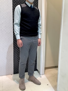「アイテム（ビジネスシャツ）」を使った、BRICK HOUSE by Tokyo Shirts 八尾アリオ店さん（メンズ・170cm）の冬コーディネート