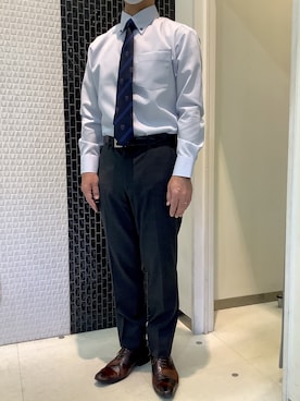 「アイテム（ビジネスシャツ）」を使った、BRICK HOUSE by Tokyo Shirts 八尾アリオ店さん（メンズ・165cm）の冬コーディネート