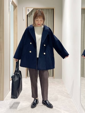 「アイテム（チェスターコート）」を使った、kusuko1103さん（レディース・163cm）の秋コーディネート